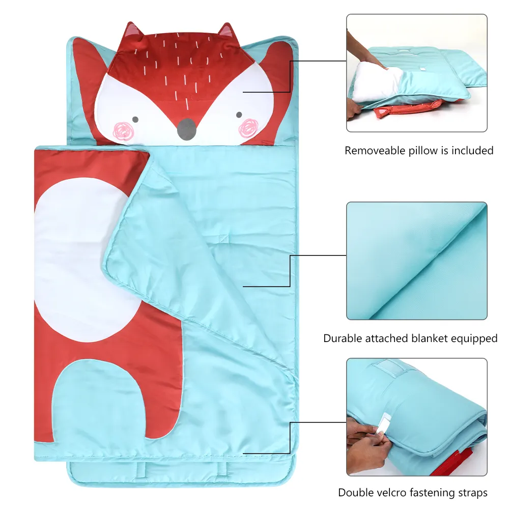 100% Cotton Printing Cartoon Design Blue Nap Mat Toddler Nap Mat For Kids