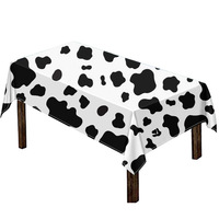 Ensemble de vaisselle jetable pour fête à motif vache noir et blanc : Assiettes en carton, gobelets, serviettes, nappe, bannière, pailles, couverts, sacs cadeaux