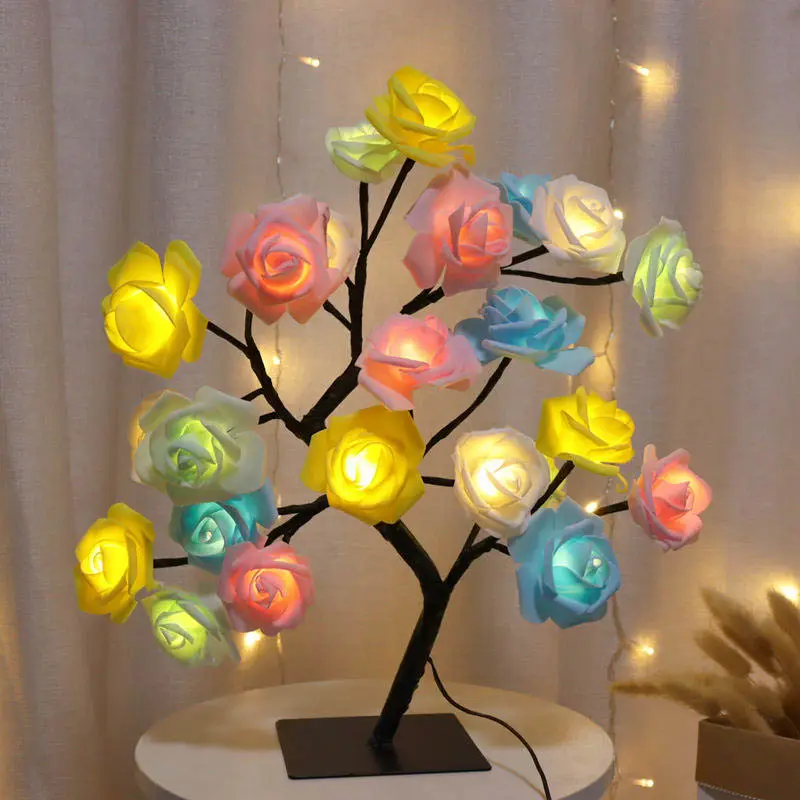 Nachttisch Led Tisch leuchten Geschenk Home Room Decor Usb 24leds Flower Rose Tree Tisch lampe für Party Hochzeit Weihnachten