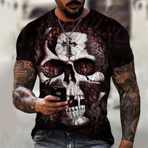 T-Shirt con <span class=keywords><strong>Stampa</strong></span> 3D di Teschio in Metallo per Uomo, Magliette con <span class=keywords><strong>Stampa</strong></span> Digitale Integrale, Top Hip Hop, Abbigliamento Personalizzato con Grafica - Product Image 6