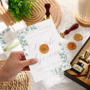 Fundas de Papel Vitela Pre-Dobladas con Estampado de Vegetación Personalizado para Tarjetas de Invitación de Boda y Quinceañera de 5x7 Pulgadas, Envoltorios Transparentes de Papel Vitela - Product Image 2