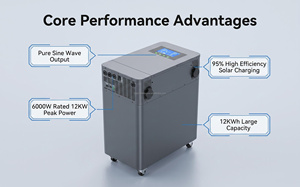 Station d'alimentation portable 12 kWh 6 kW, onduleur hybride 6 kW, batterie LiFePO4 51,2 V 238 Ah, 8000 cycles, générateur solaire prêt à l'emploi - Product Image 3