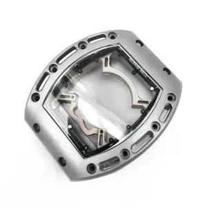 Parti di orologi personalizzati produttori di spazzolatura a specchio titanio 316 L acciaio inossidabile vetro zaffiro cassa orologio