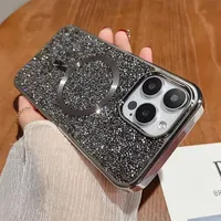 Coque Magnétique Scintillante à Paillettes Bling pour iPhone 17 Air 16 15 14 13 12 11 Pro Max Plus 17 Pro – Housse de Protection Plaquée