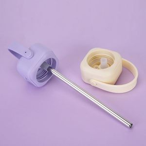 Bouchons de rechange isolants en plastique PP anti-fuite avec paille pour gobelet en acier inoxydable, multicolores - Product Image 3