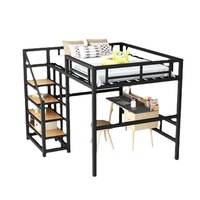 Lit double haut moderne pour la maison chambre à coucher appartement lit haut bas peu encombrant avec bureau au-dessus lit simple double couche en fer design