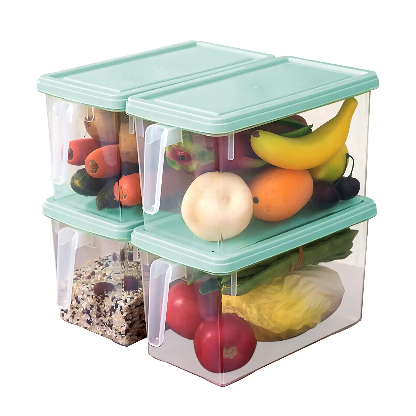 Mutfak aletleri tahıl mutfak plastik 5L dört parçalı Set gıda depolama tankı pirinç kepçe mühürlü şeffaf taze tutma kutusu