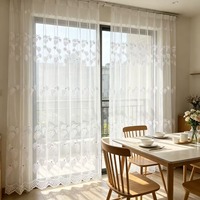 Voilages romantiques blancs en tissu brodé avec perles, rideaux en tulle maillé, vente en gros directe usine