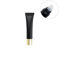 Tube de crème en plastique noir givré avec tube de crème pour les yeux à rouleau avec bouchon en métal argenté Logo personnalisé en or Conteneurs de brillant à lèvres vides