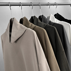 Autumn 2025 High-Neck Solid 100% Cotton Knitted <b>Men's</b> Long-Sleeve <b>T</b>-<b>Shirts</b> Trendy New Arrivals - Product Image 2