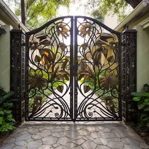 Sunnysky Tùy Chỉnh Chất Lượng Cao Kim Loại Mạ Kẽm Mô hình Sắt Rèn Cửa Duy Nhất Chính Bên Ngoài Cửa Sắt Giá Cổng - Product Image 1