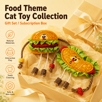 Lot de jouets interactifs pour chat en forme de hamburger et hot-dog, en fibres naturelles, vente en gros