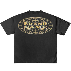 Camiseta Negra de Hombre de Marca con Logotipo Dorado Estampado en la Espalda, Corte Regular, Manga Corta, Estilo Casual, Cuello Redondo, Tejido de Punto - Product Image 5