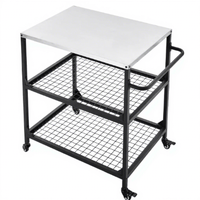 Chariot de rangement extérieur, table de cuisson en acier inoxydable, table de préparation BBQ pour patio, jardin