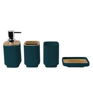 Luxury Optional Color 6-Piece Plastic Bathroom Accessory <b>Set</b> Includes <b>Soap</b> Dispenser Trash Can Toilet Brush <b>Soap</b> Dish Cup - Product Image 4