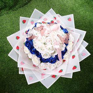 Papel de Regalo con Diseño de Fresas Rojas de 58*58cm, Papel de Envolver sin Recubrimiento ni con Recubrimiento de PE para Floristería - Product Image 5