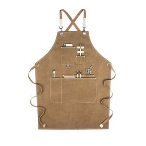 卸売キャンバスクロスバック防水エプロン男性女性シェフ料理キッチン制服バーベキューレストラン働くエプロン - Product Image 3