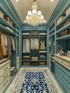 Mueble de Dormitorio Independiente en Forma de U, Color Azul Real Francés, con Tocador y Almacenamiento Hechos a <span class=keywords><strong>Mano</strong></span> - Product Image 2