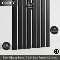 Lames d'occultation noires en PVC de 2 po pour clôture grillagée, occultation à 90 %, stabilisées aux UV, ignifuges, fournisseur en gros