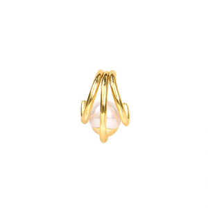 Pendientes Minimalistas Dorados con Perla Sintética Blanca en Bisel, Chapados en Oro de 18K, Unisex, para Uso Diario - Product Image 1