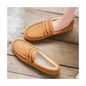 Mocassini in pelliccia di tutti i giorni da donna ZG8891-2 camoscio con fodera in pelliccia scarpe eleganti e oxford - Product Image 1