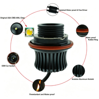 Phares Angel Eye E39 adaptés aux voitures E39, 10W, paire de phares LED 20W, phares circulaires