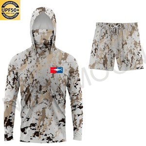 เสื้อตกปลาแขนยาวพิมพ์ลายพรางแบบซับลิเมชั่นสั่งทำพิเศษ ป้องกันรังสียูวี 50 พร้อมฮู้ด - Product Image 1