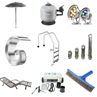 Ensemble complet d'équipements pour piscine, filtre à sable en fibre de verre, pompe, couverture, chlorinateur automatique, échelle de sécurité, lumière LED IP68