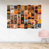 50 pièces/paquet Orange carte postale photo Collage ensemble décoration murale Collage Kit esthétique affiches chambre décor décoration de la maison