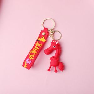 Horse Keychain Bag Charm 3D Horse Shaped Plastic Ornament Lucky Mascot Cool Black <b>Doll</b> - Product Image 1