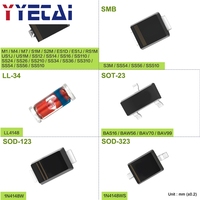 Diode redresseuse à commutation à récupération rapide SMD à barrière Schottky M1 M4 M7 S1M S2M S3M RS1M US1M SS14 SS16 SS24 SS26 SS34 SS36 LL4148