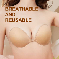 Soutien-gorge invisible push-up sexy pour femme, auto-adhésif en silicone, fermeture avant, sans bretelles ni dos