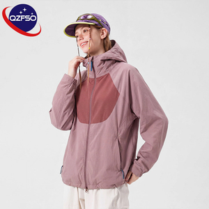 QZFSO Custom Streetwear Lightweight Mesh Zip up Windbreaker Breathable Quick-dry Polyester Sun Protection <b>Jacket</b> With Hood - Product Image 1