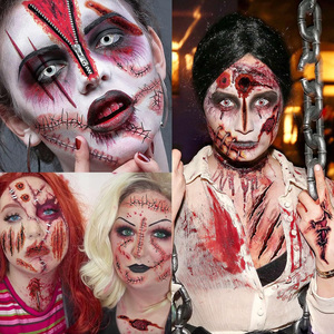 Autocollant de tatouage temporaire réaliste de plaie sanglante, cicatrice ou croûte, imperméable, pour Halloween, mascarade, farces et accessoires de maquillage - Product Image 3