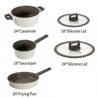 Ensemble de 5 ustensiles de cuisine BOREINE Daikin avec revêtement antiadhésif en granit et couvercles en silicone pour tous types de cuisinières