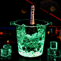 Seau à glace en plastique transparent avec poignée, logo personnalisé, refroidisseur de champagne, vin, bière pour bar, hôtel, mariage, fête