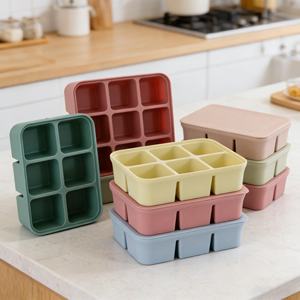 Molde de silicona personalizado para purés de frutas y snacks de bebé con seis compartimentos y contenedor de congelación para seguridad alimentaria - Product Image 6