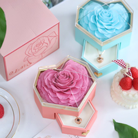 Coffret Cadeau Souvenir Saint-Valentin Mariage Roses Éternelles Faits Main Boîte à Bijoux Collier Fleur Éternelle Logo Personnalisé