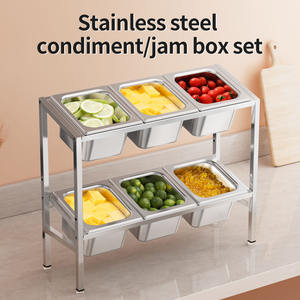 Boîte à thé au lait et confiture à double couche inclinée 61 compartiments avec couvercle, compartiment pour poudre de fruits, support de rangement pour condiments, taille carrée L - Product Image 2