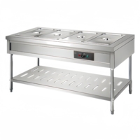 Matériel de restauration hôtelière professionnel : Bain-marie autoportant en acier inoxydable pour buffet, 3, 4, 5 ou 6 bacs