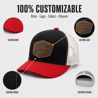 Casquette de camionneur respirante en maille à 6 panneaux avec logo en cuir personnalisé OEM de haute qualité pour la pêche et la chasse en extérieur