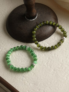 Perles rondes en pierre naturelle œil de chat, blanc vert, pour bracelet fait main, collier, fabrication de bijoux perlés, accessoires artisanaux - Product Image 2