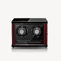 MINEESI Remontoir de montre entièrement automatique en bois laqué piano, verre transparent, cuir PU, matériaux recyclés écologiques 2-24