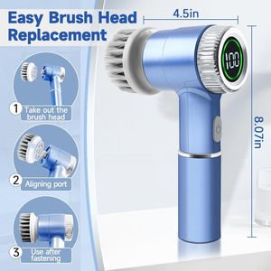 5-in-1 Kitchen Electric Broom Automatic Rotating Power Scrubber with <b>Dust</b> <b>Brush</b> Dish Scrubber Cleaning Spin Scrubber - Product Image 6
