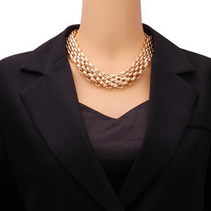 Fashion Chains <b>Necklace</b> Zinc Alloy Chunky Chain <b>Statement</b> Jewelry For Women Black Blazer Style Accessory - Product Image 1