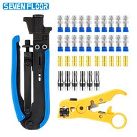 Kit d'outils de sertissage pour câble coaxial RG6 avec pince à dénuder les câbles pour les installateurs de télévision par câble et satellite