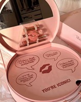 Étui cosmétique rose personnalisé, boîte à coussin d'air pour soins de la peau, boîte à pinceaux de maquillage de luxe, boîte à rouge à lèvres, boîte cadeau pour soins de la peau et parfums avec miroir