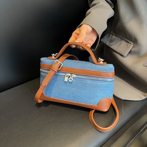 Bolso bandolera cuadrado pequeño de mano con bloque de Color vaquero a la moda para <span class=keywords><strong>mujer</strong></span>, superventas para <span class=keywords><strong>Amazon</strong></span> Trending, poliéster, un solo hombro - Product Image 2