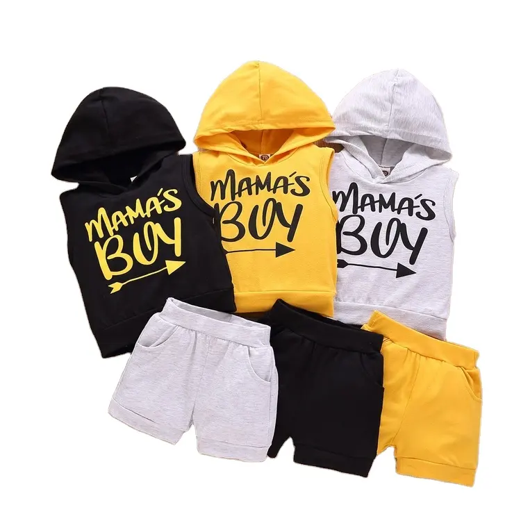Toddler Baby Boy Clothing Short Sleeve Hooded Shirt Tops Shorts with Drawstring Summer Clothes Set