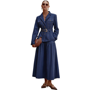 Traje de Mezclilla 2026 para <span class=keywords><strong>Mujer</strong></span>, Conjunto de Jeans Elegante para Chicas, Chaqueta y Falda de Mezclilla, Conjunto de 2 Piezas - Product Image 5